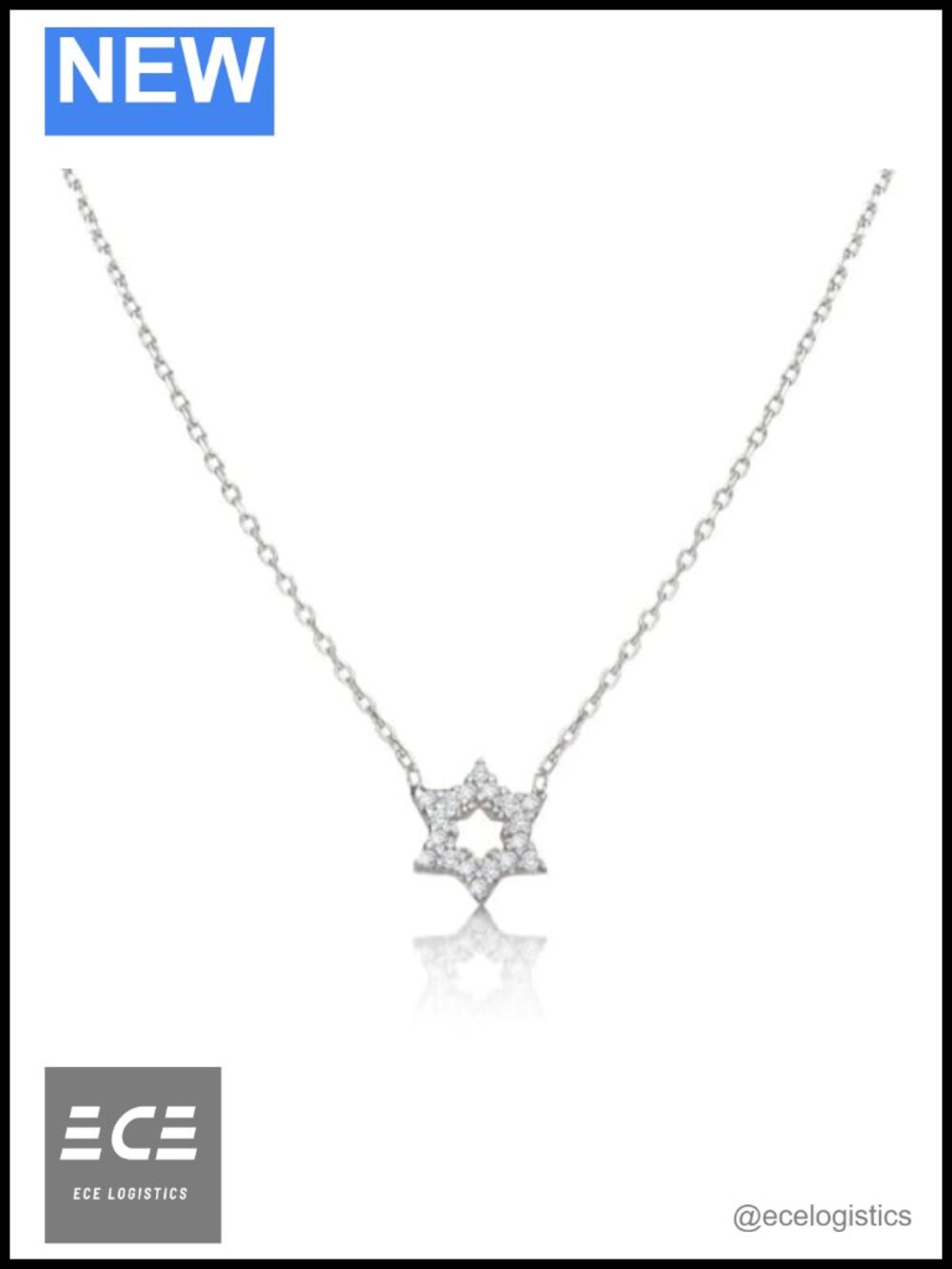 Star of David Pave CZ Necklace Sterling Silver Jewish Gift